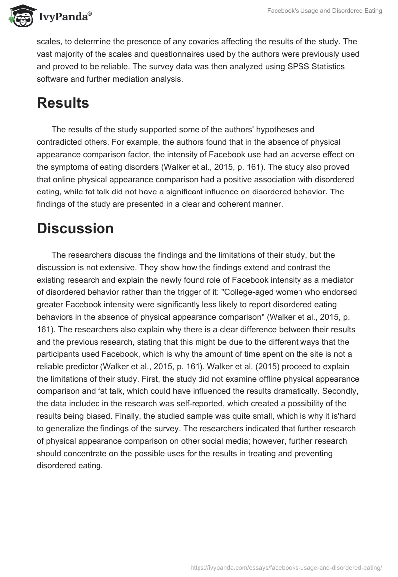 Facebook's Usage and Disordered Eating. Page 3