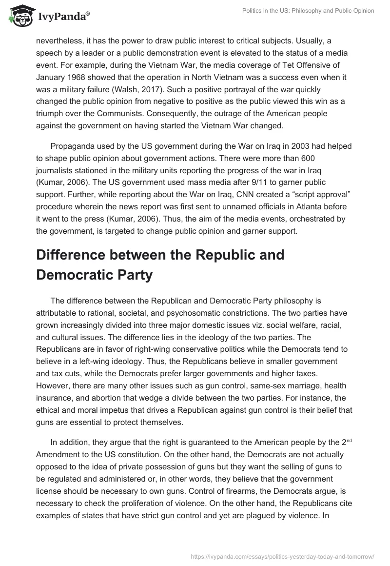 Politics in the US: Philosophy and Public Opinion. Page 2