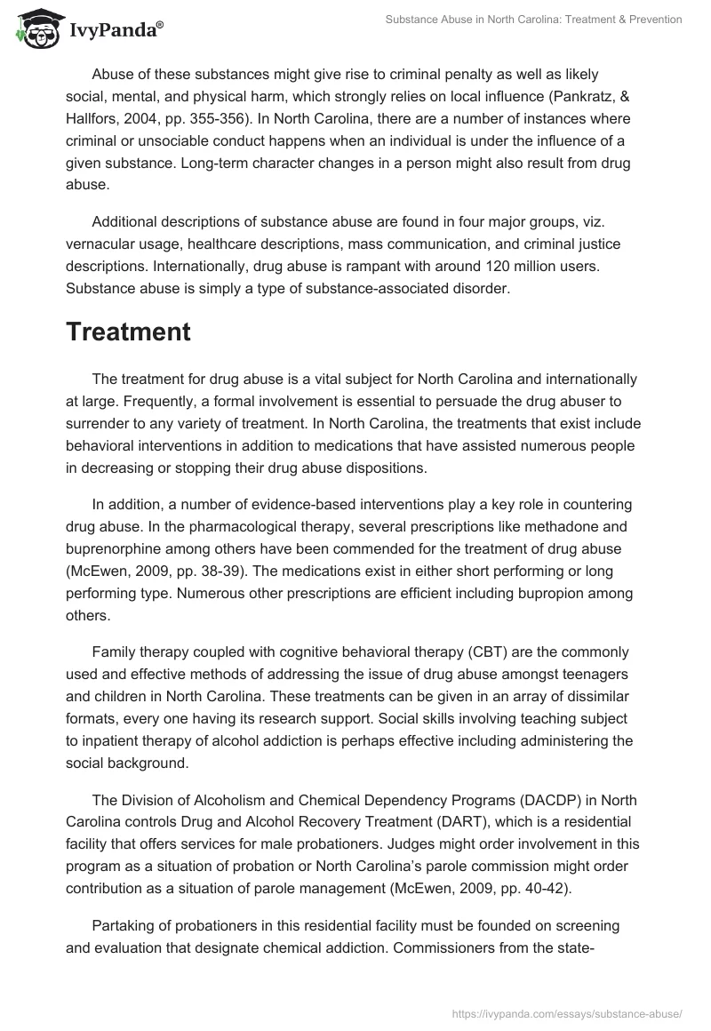 Substance Abuse in North Carolina: Treatment & Prevention. Page 2