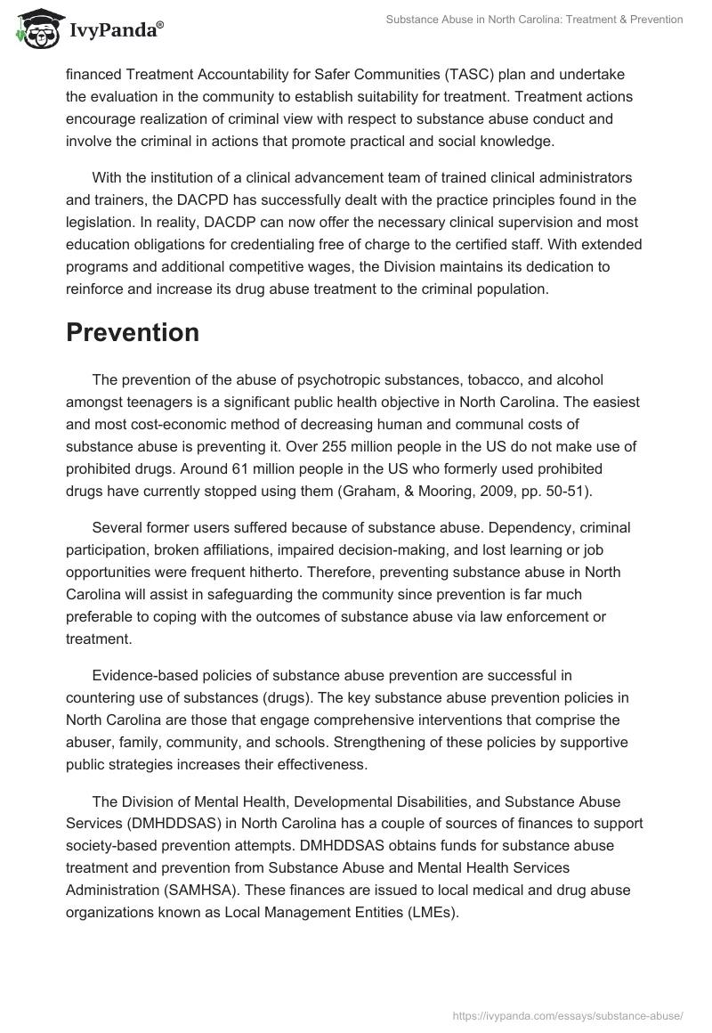Substance Abuse in North Carolina: Treatment & Prevention. Page 3