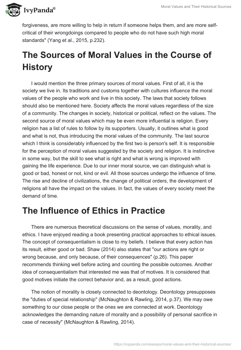 Moral Values and Their Historical Sources. Page 2