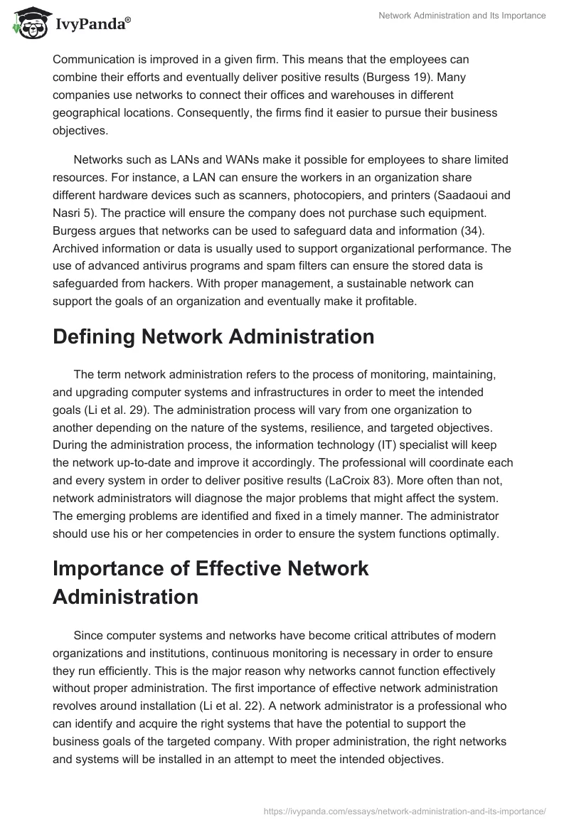 Network Administration and Its Importance. Page 2