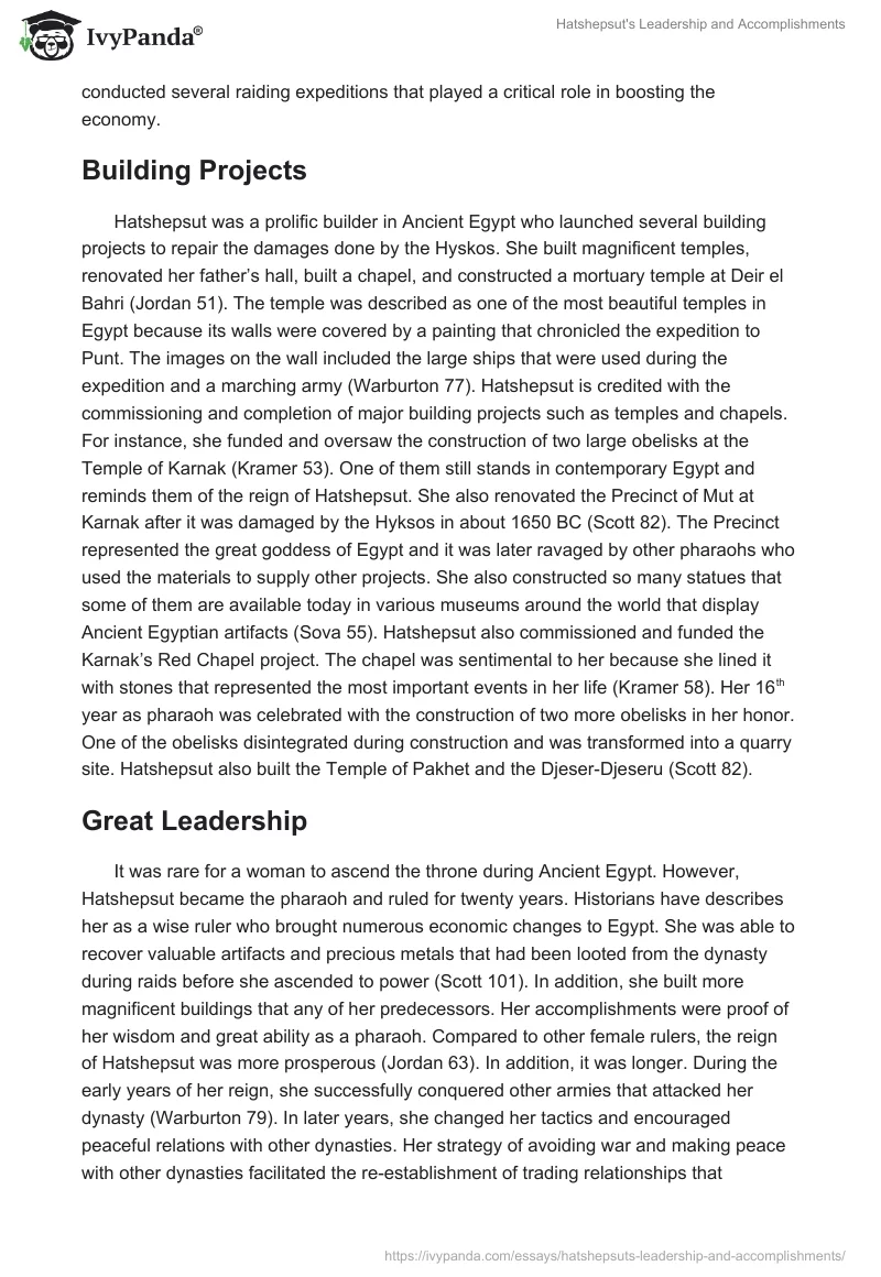 Hatshepsut's Leadership and Accomplishments. Page 2