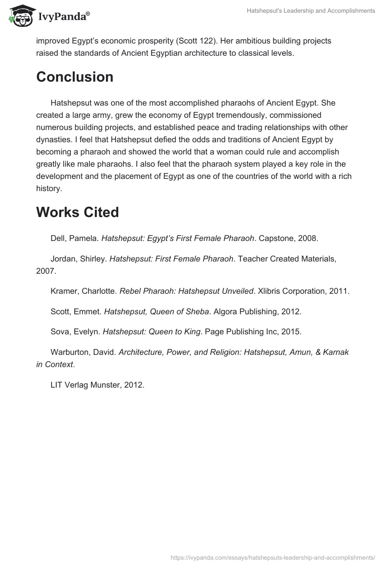 Hatshepsut's Leadership and Accomplishments. Page 3