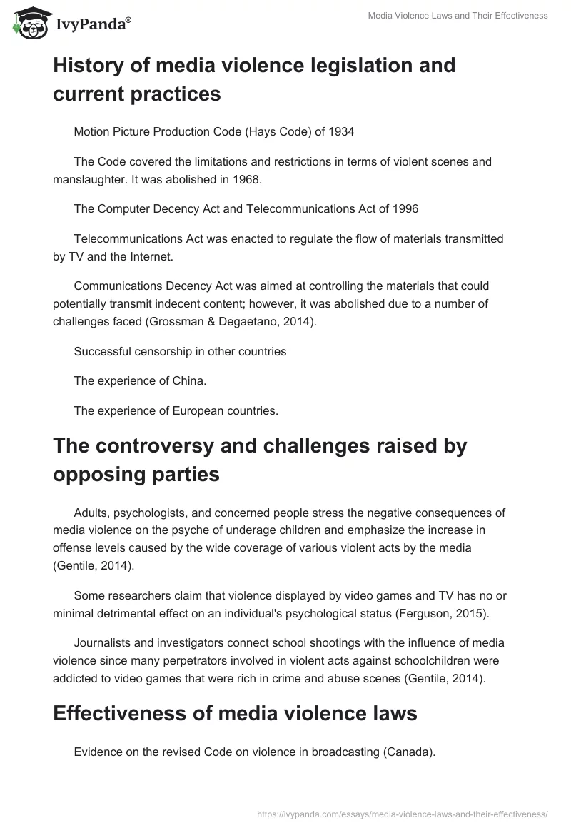Media Violence Laws and Their Effectiveness. Page 2