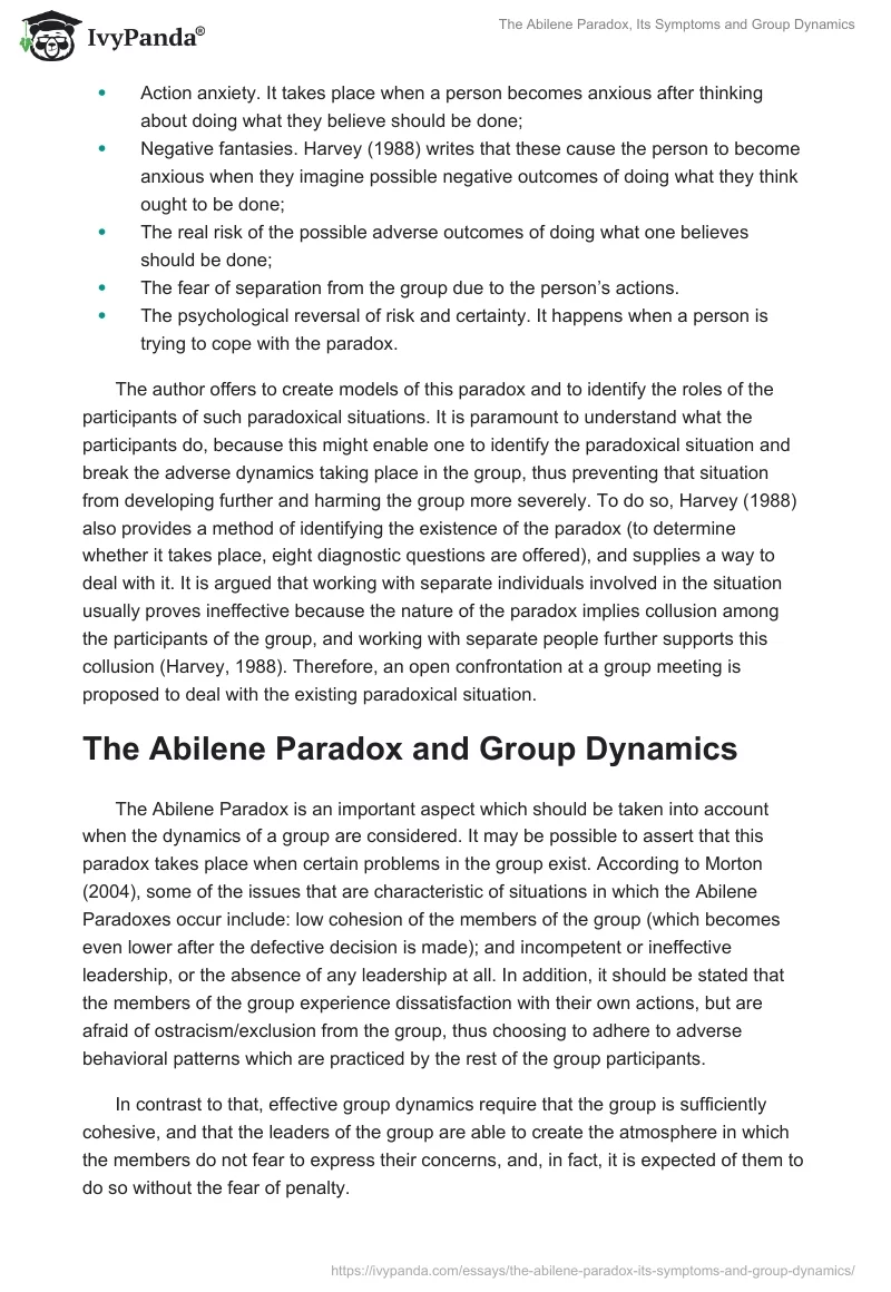The Abilene Paradox, Its Symptoms and Group Dynamics. Page 2