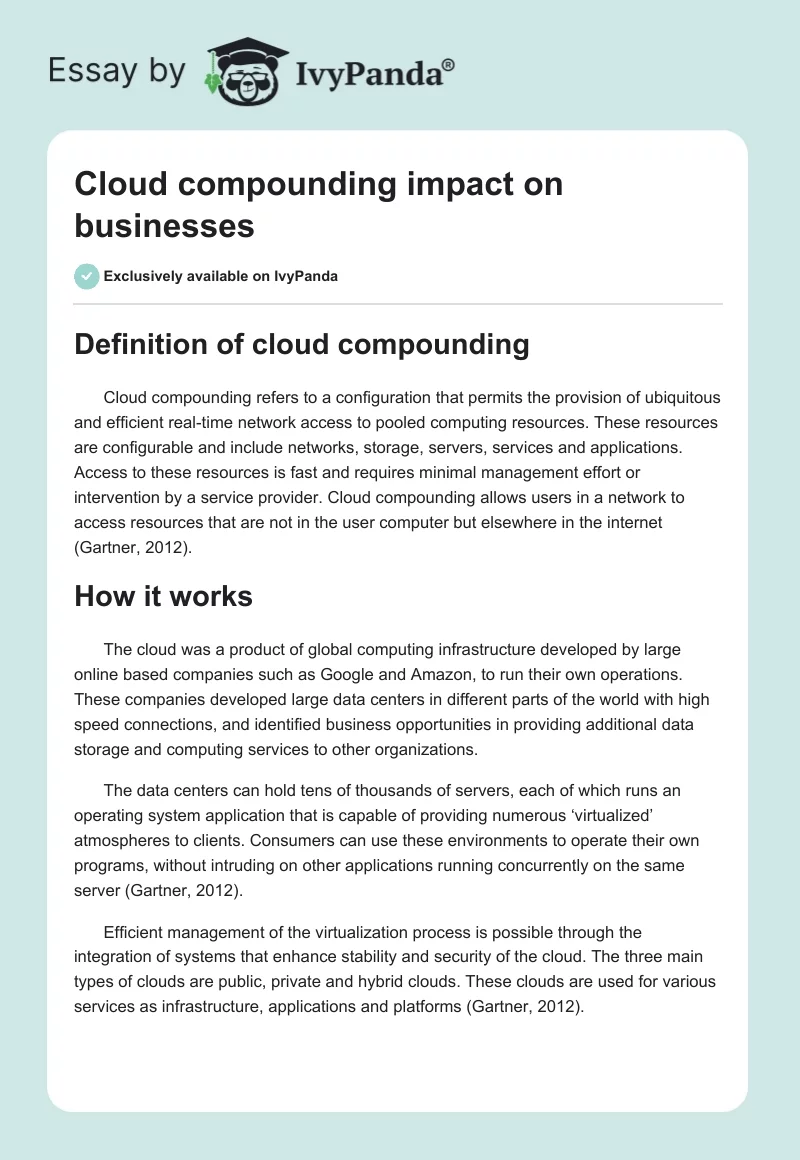 Cloud compounding impact on businesses. Page 1