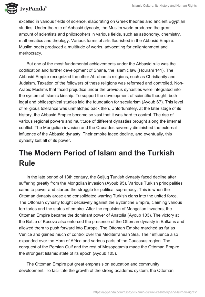 Islamic Culture, Its History and Human Rights. Page 4