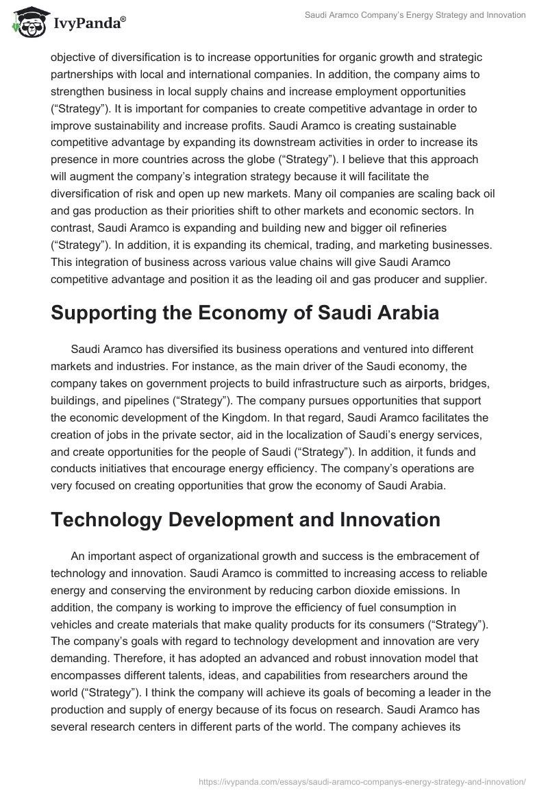 Saudi Aramco Company’s Energy Strategy and Innovation. Page 3