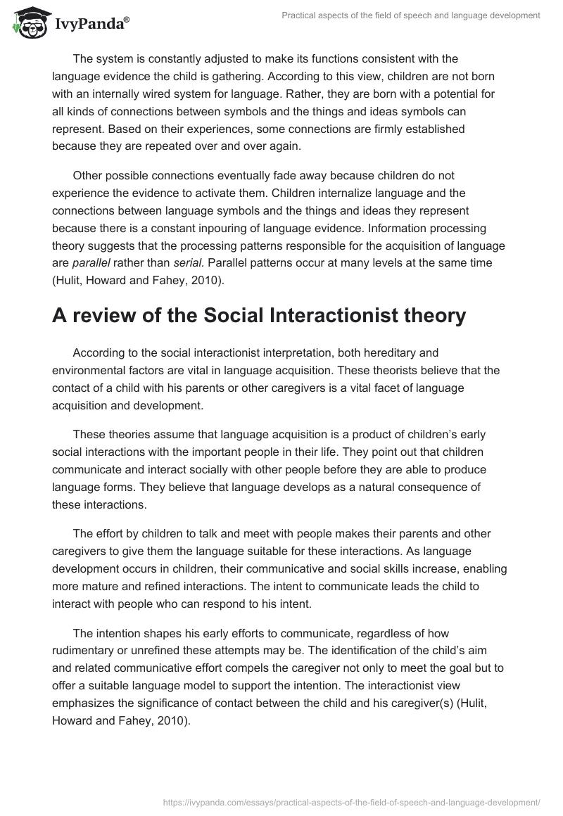 Practical aspects of the field of speech and language development. Page 4