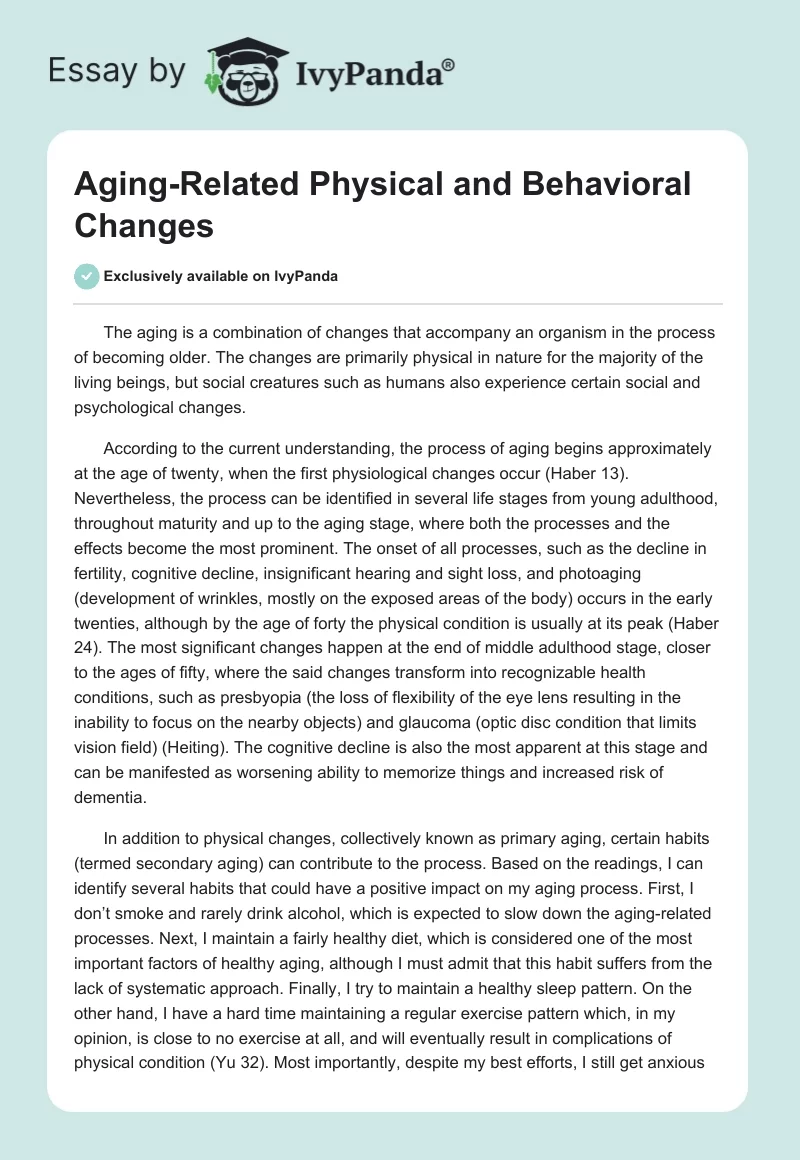 Aging-Related Physical and Behavioral Changes. Page 1