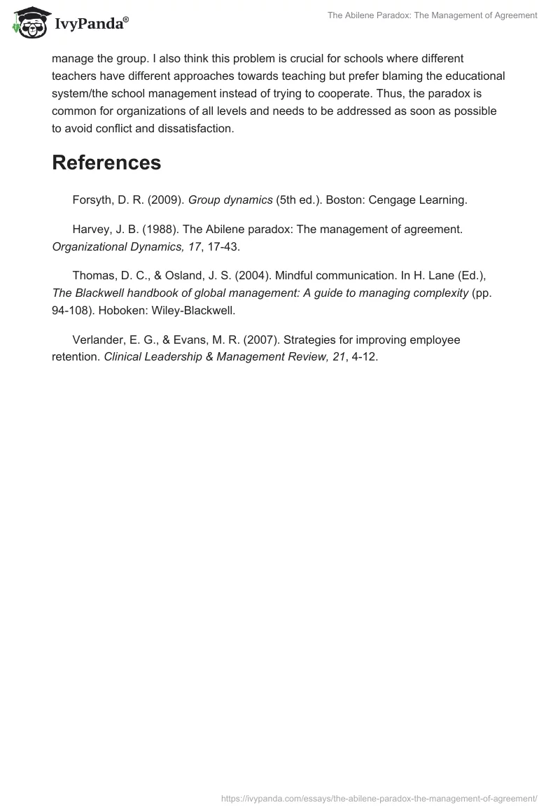 The Abilene Paradox: The Management of Agreement. Page 3