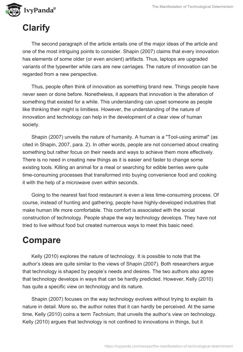 The Manifestation of Technological Determinism. Page 2