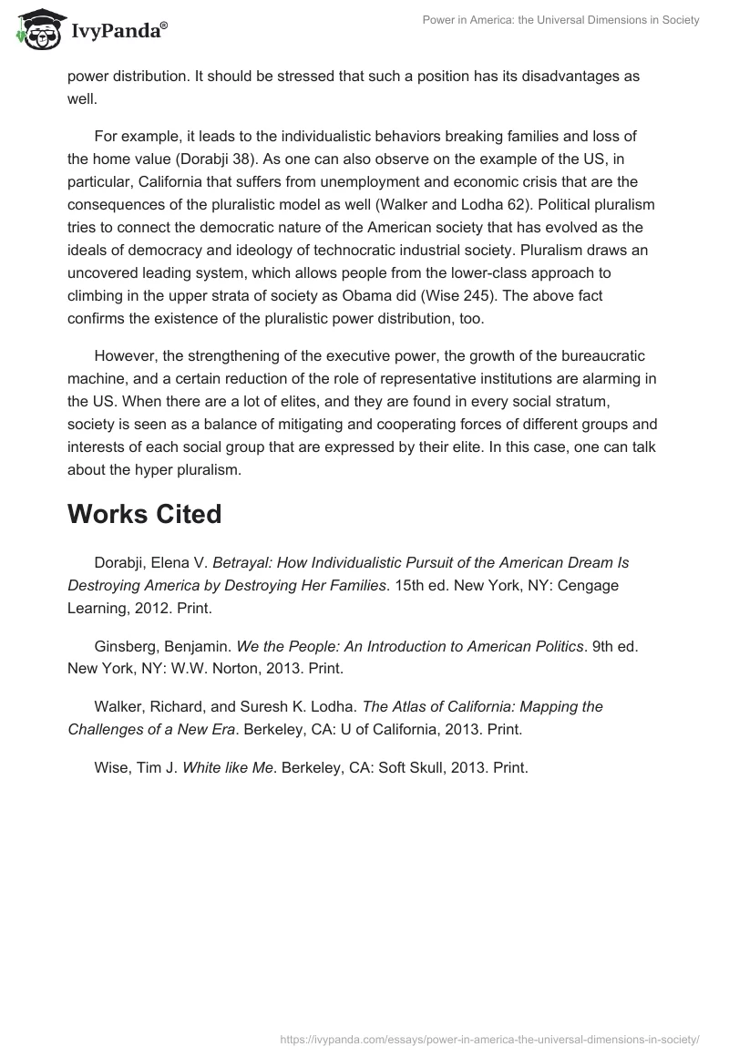 Power in America: the Universal Dimensions in Society. Page 2