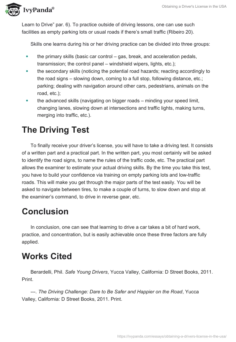 Obtaining a Driver's License in the USA. Page 2