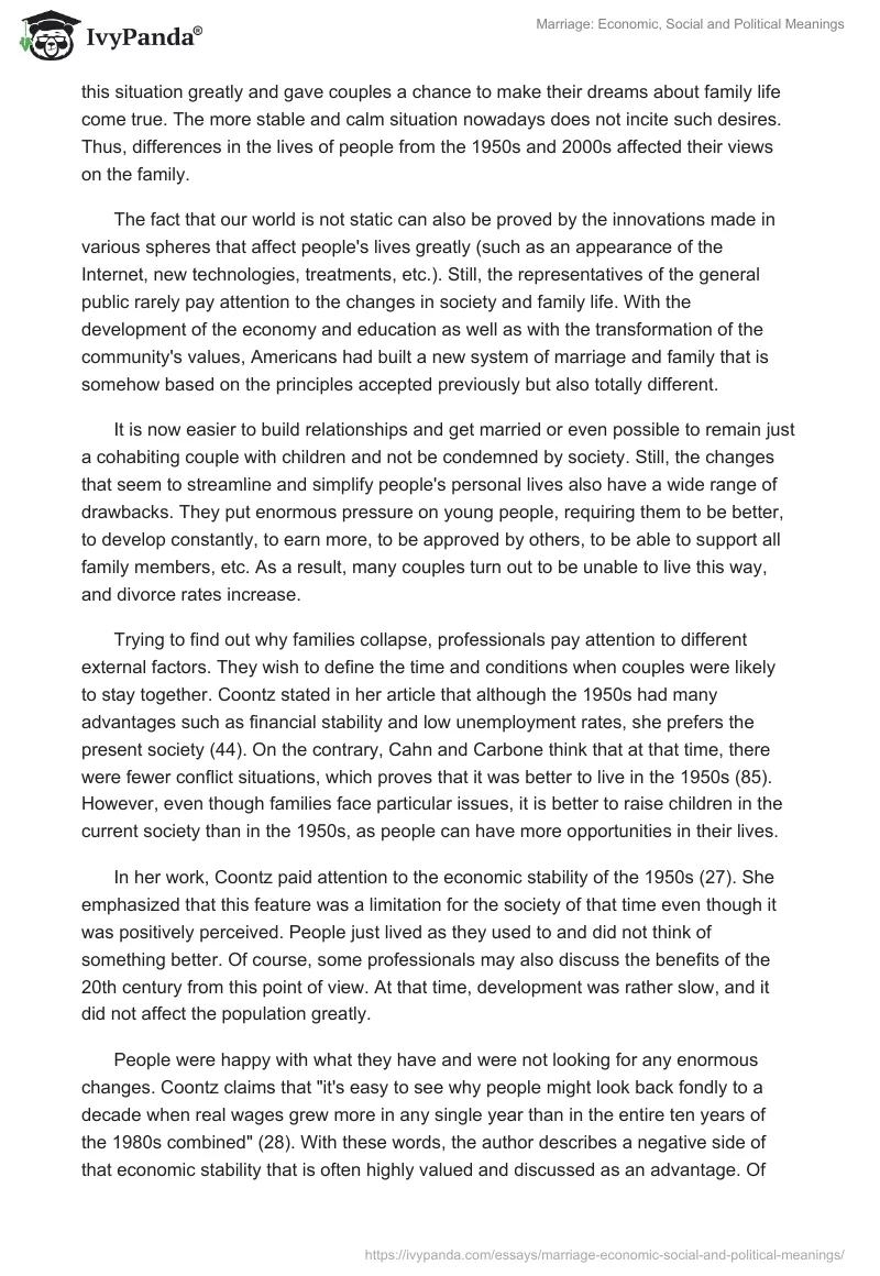 Marriage: Economic, Social and Political Meanings. Page 2