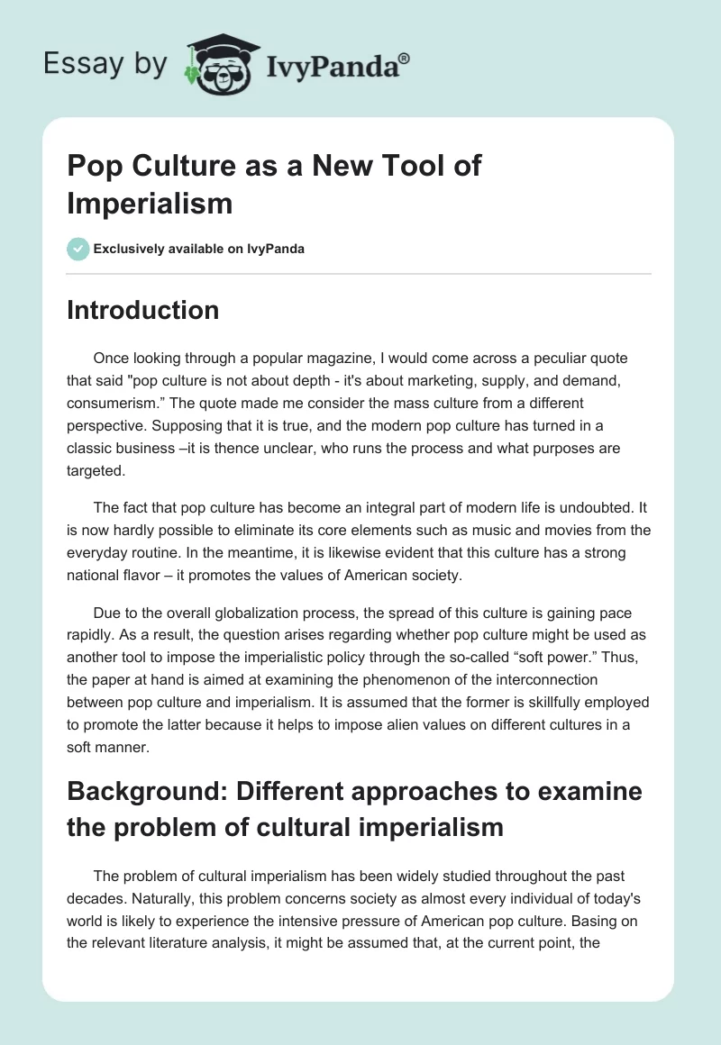 Pop Culture as a New Tool of Imperialism. Page 1