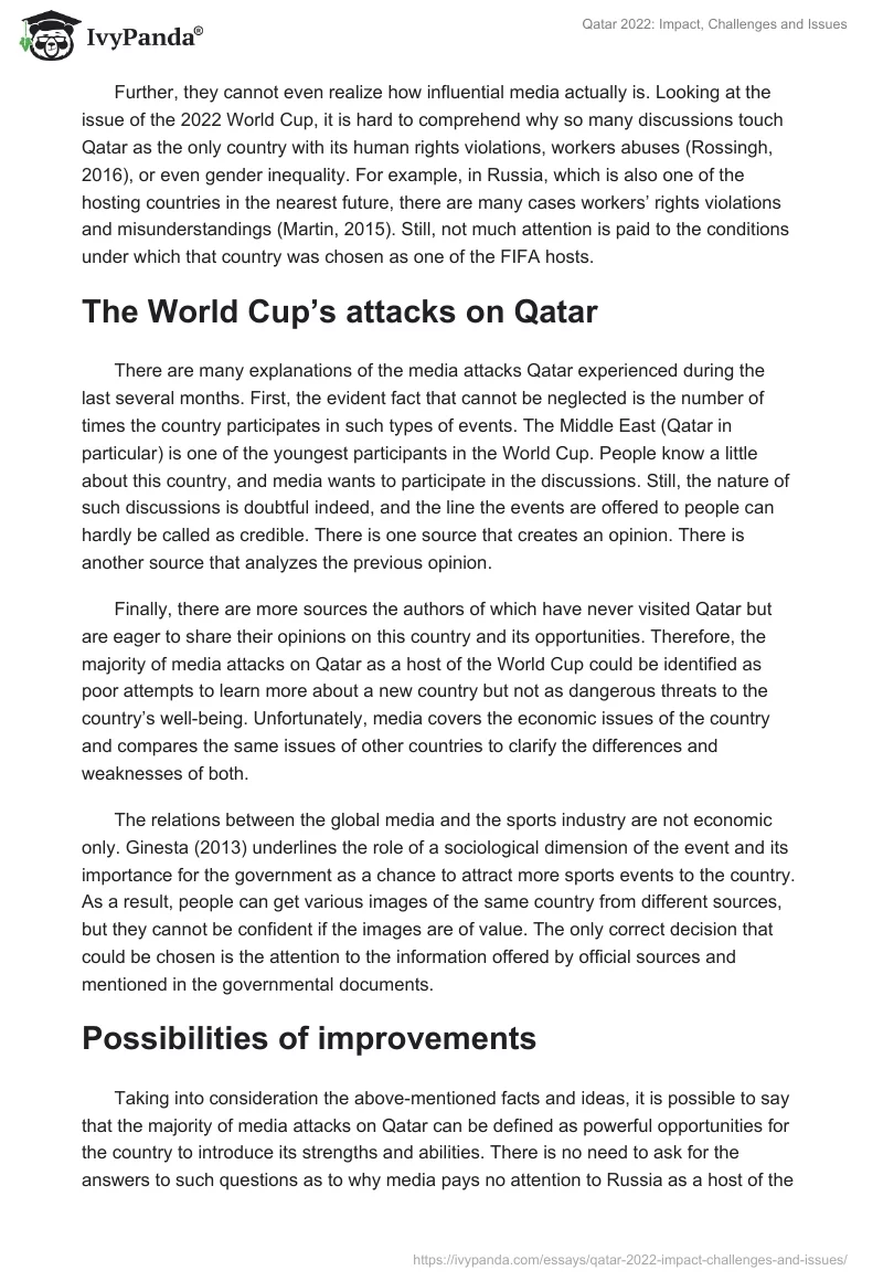 Qatar 2022: Impact, Challenges and Issues. Page 2