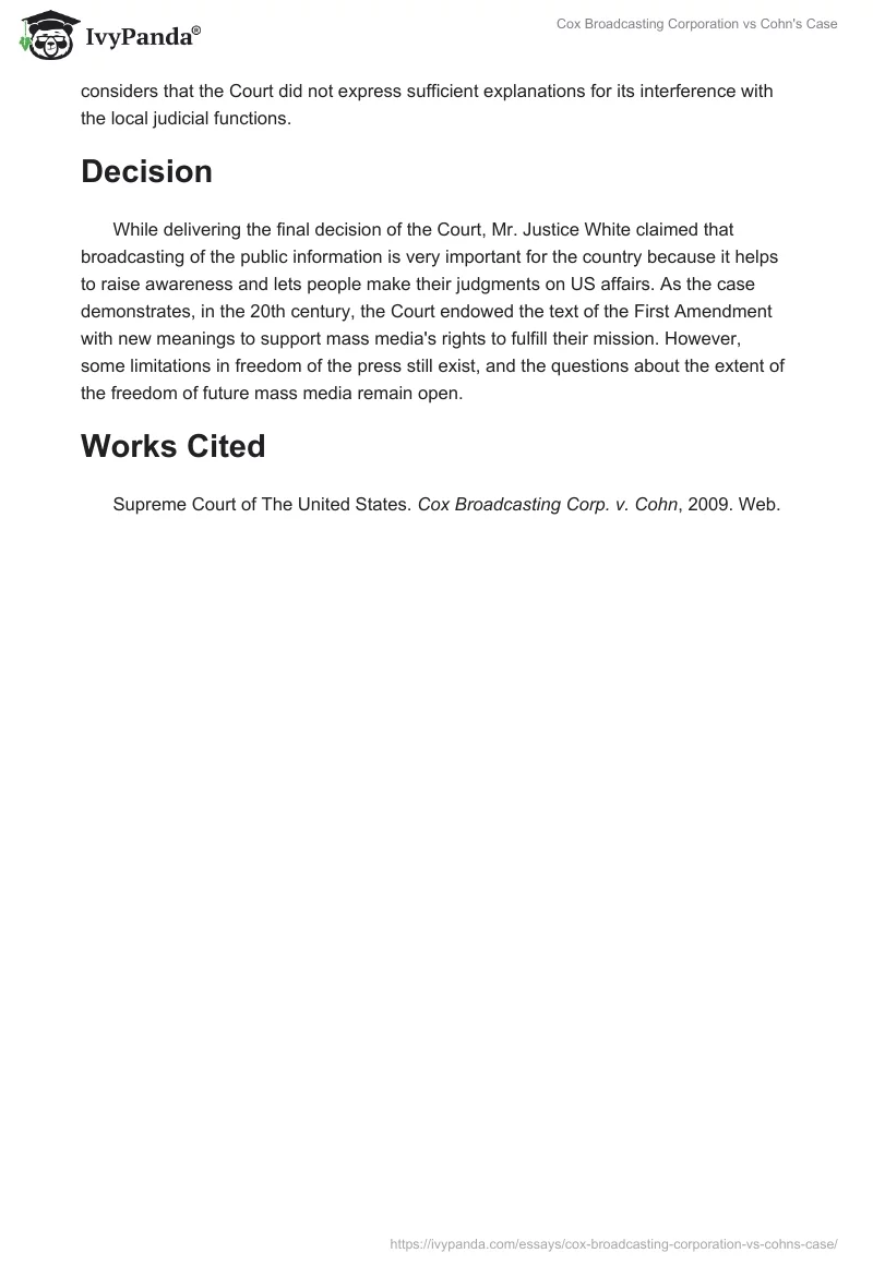 Cox Broadcasting Corporation vs. Cohn's Case. Page 4