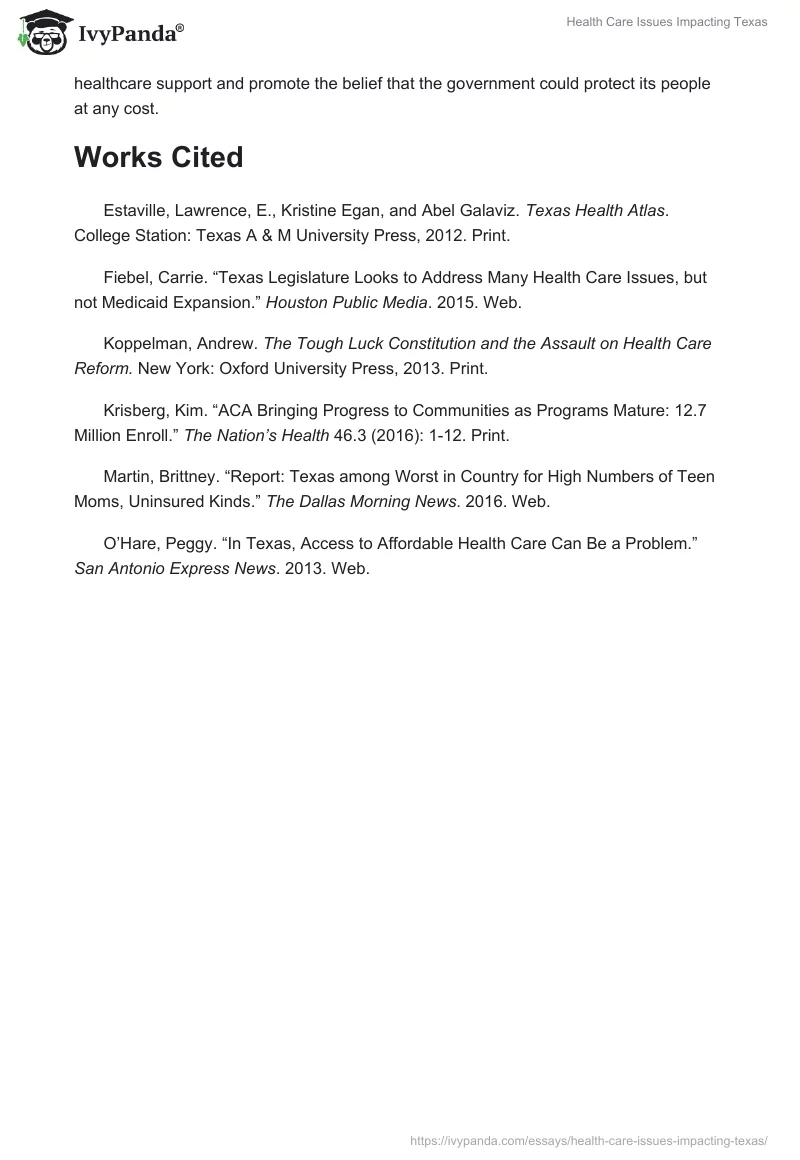 Health Care Issues Impacting Texas. Page 3