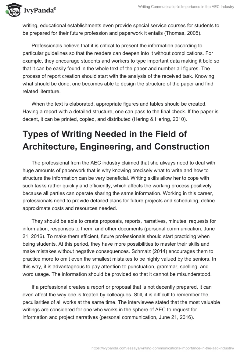 Writing Communication's Importance in the AEC Industry. Page 2