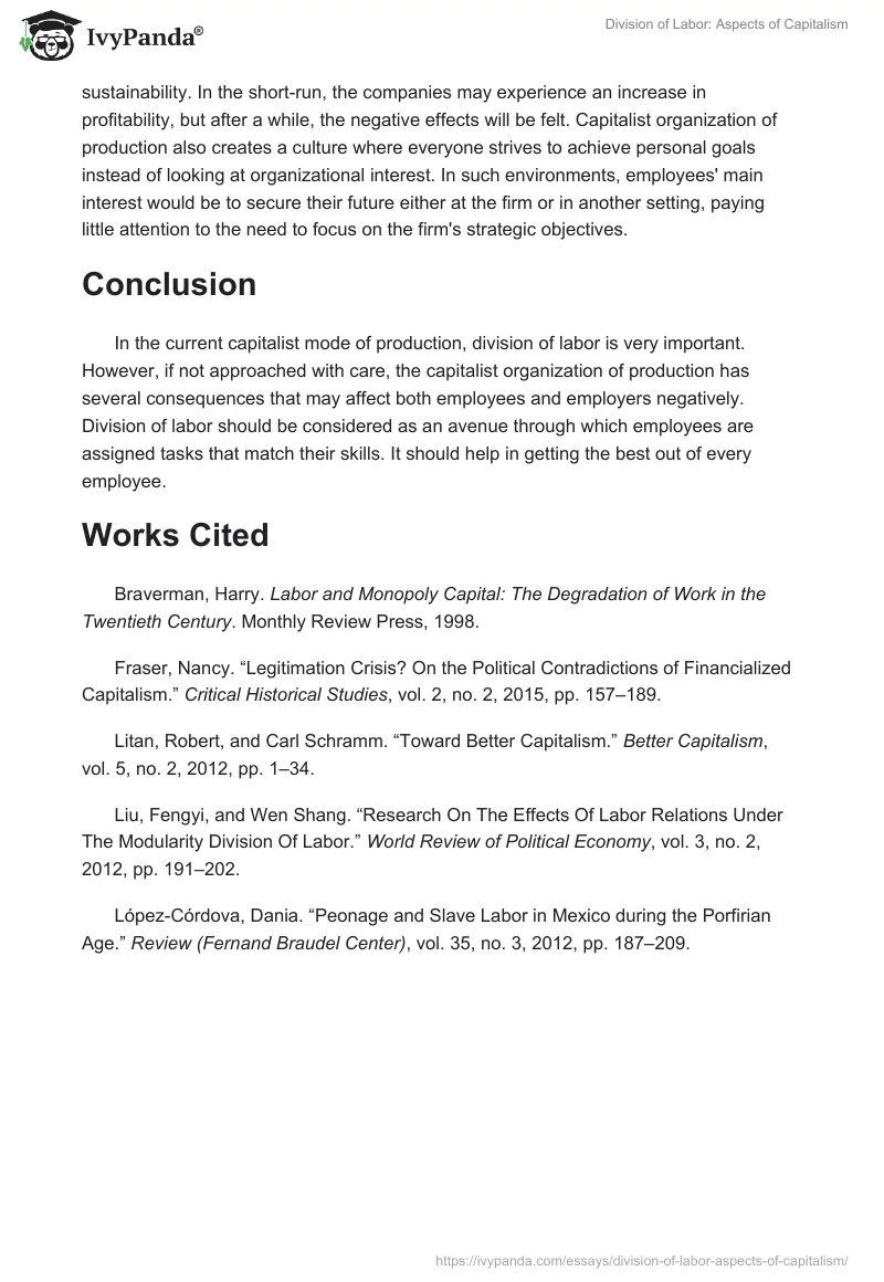 Division of Labor: Aspects of Capitalism. Page 5