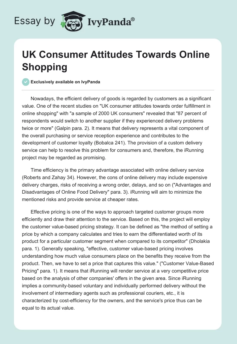 UK Consumer Attitudes Towards Online Shopping. Page 1