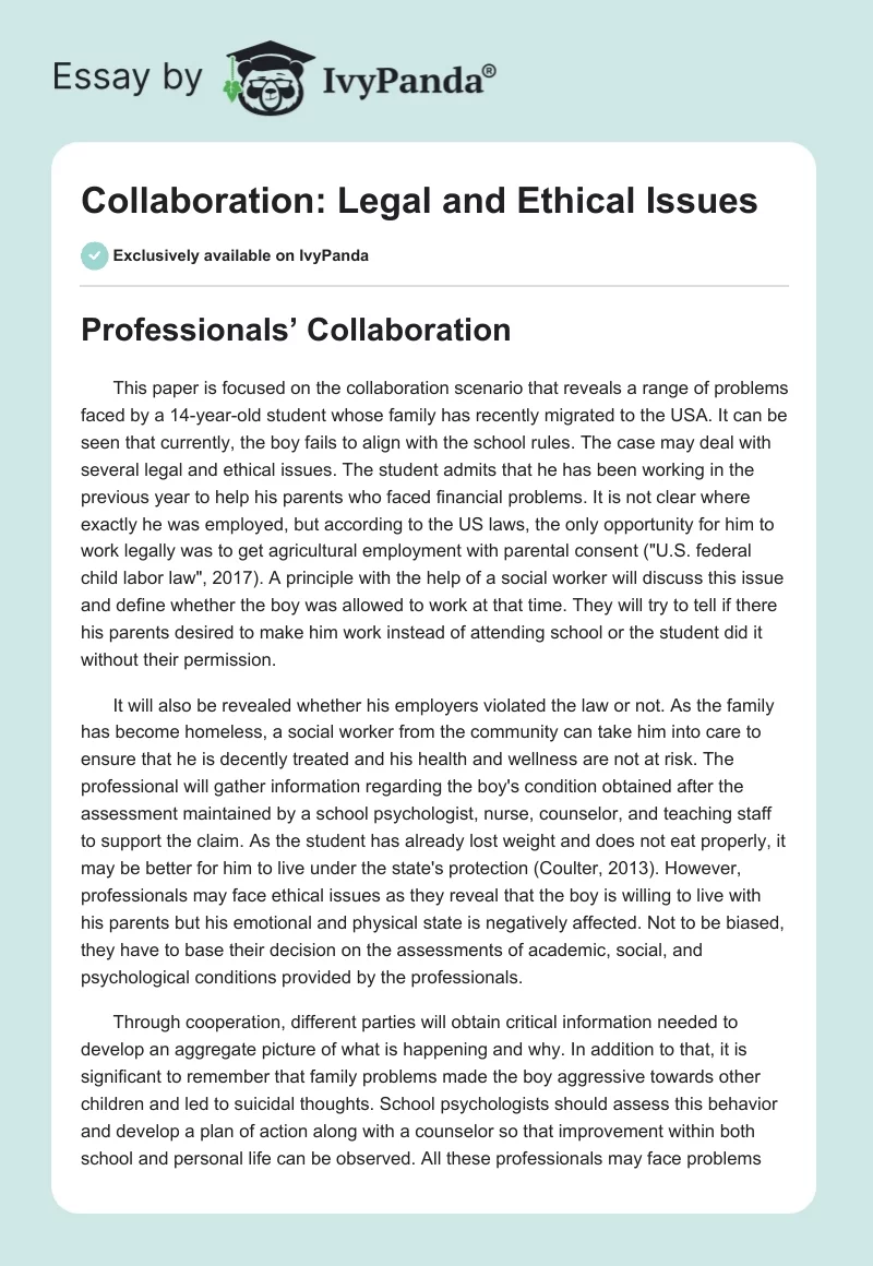 Collaboration: Legal and Ethical Issues. Page 1