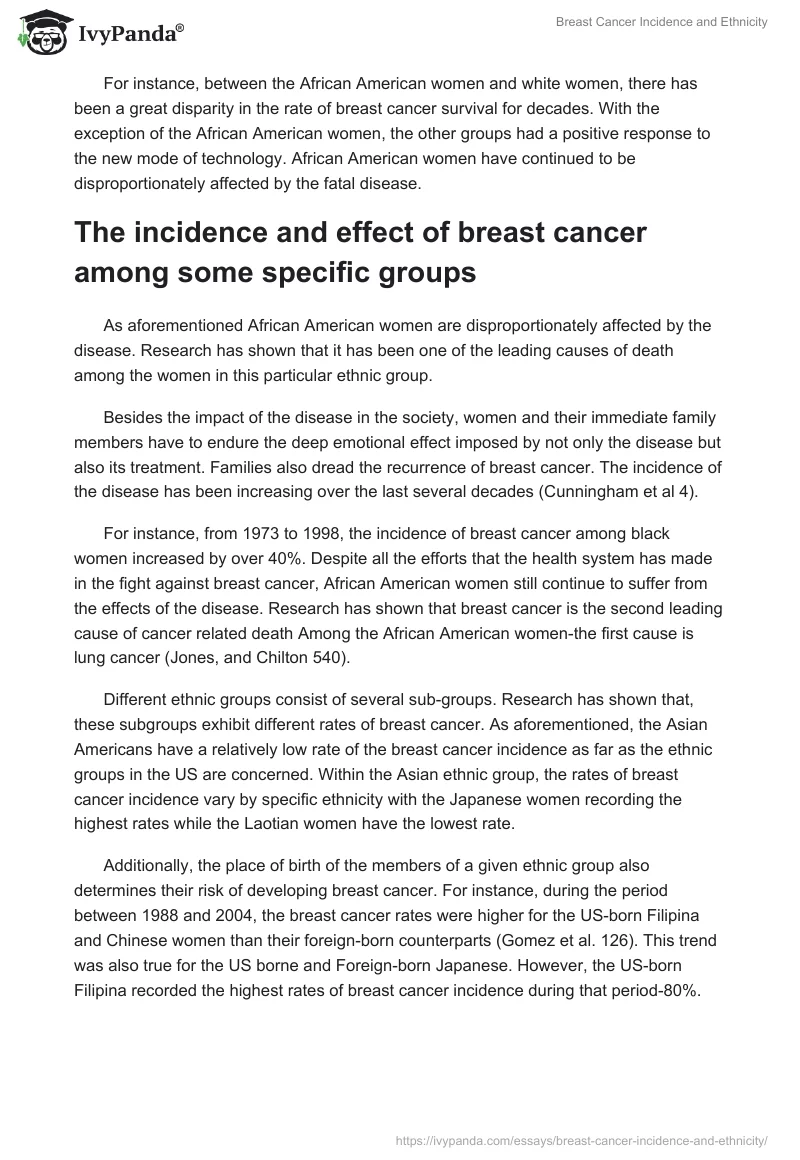 Breast Cancer Incidence and Ethnicity. Page 3
