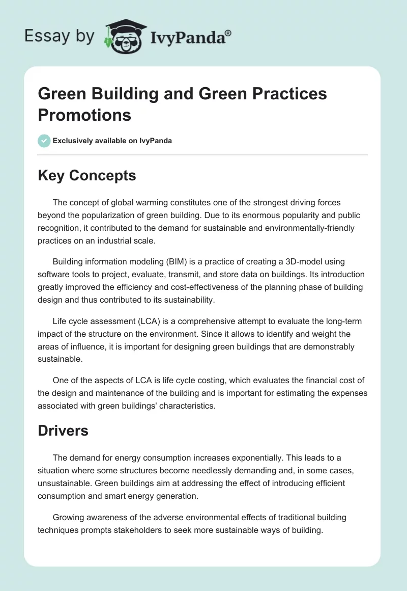 Green Building and Green Practices Promotions. Page 1