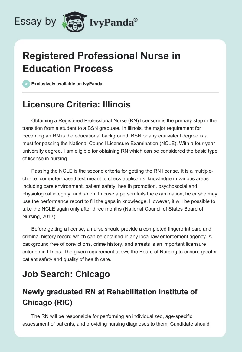 Registered Professional Nurse in Education Process. Page 1