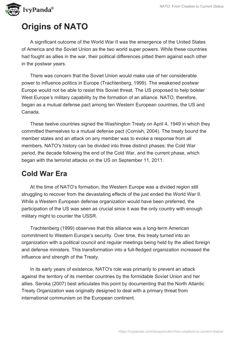 NATO: From Creation to Current Status. Page 2