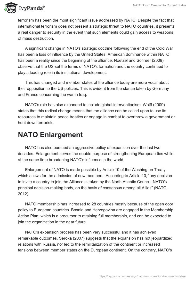 NATO: From Creation to Current Status. Page 5
