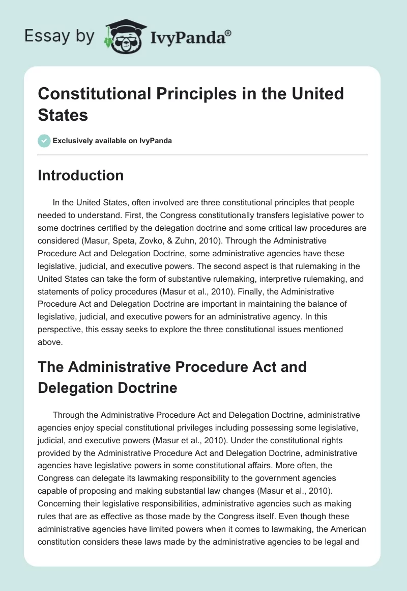 Constitutional Principles in the United States. Page 1