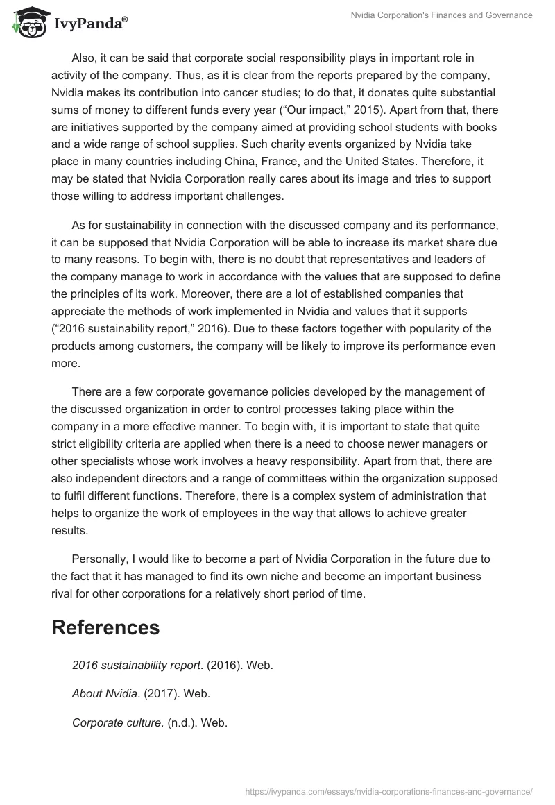 Nvidia Corporation's Finances and Governance. Page 2