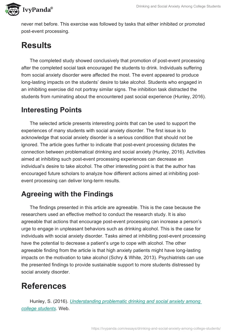 Drinking and Social Anxiety Among College Students. Page 2