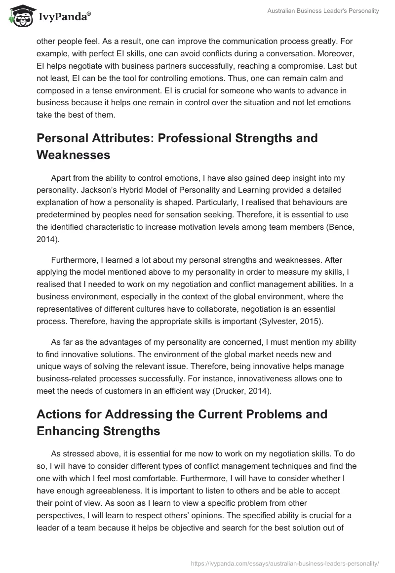 Australian Business Leader's Personality. Page 2