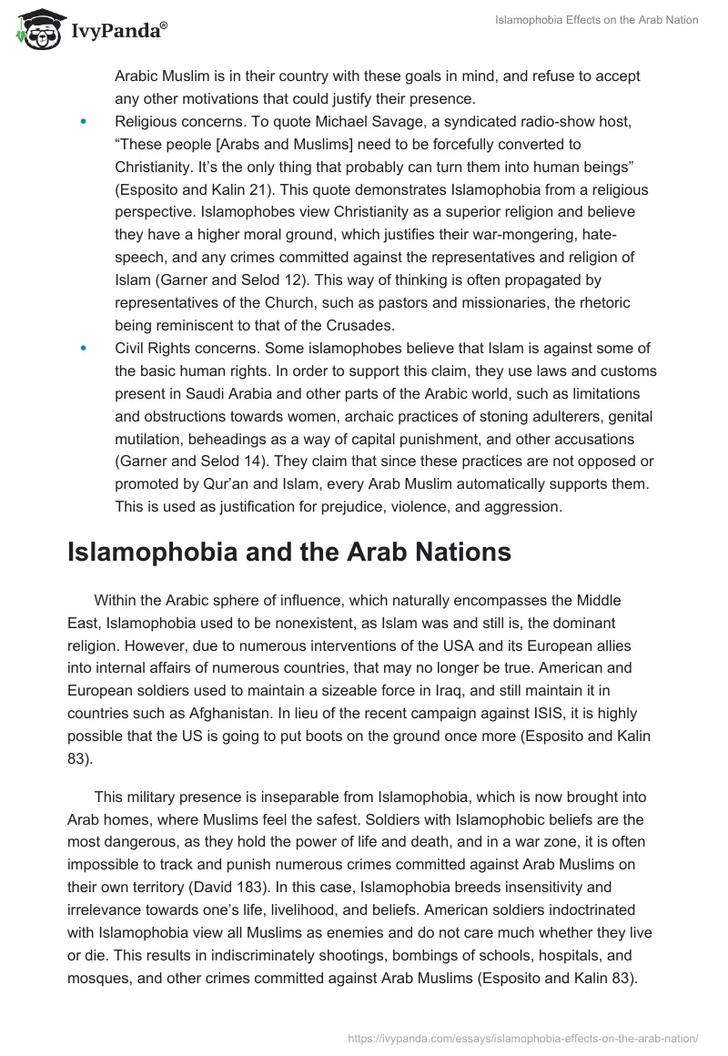 Islamophobia Effects on the Arab Nation. Page 2