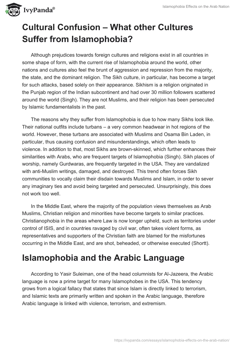 Islamophobia Effects on the Arab Nation. Page 5