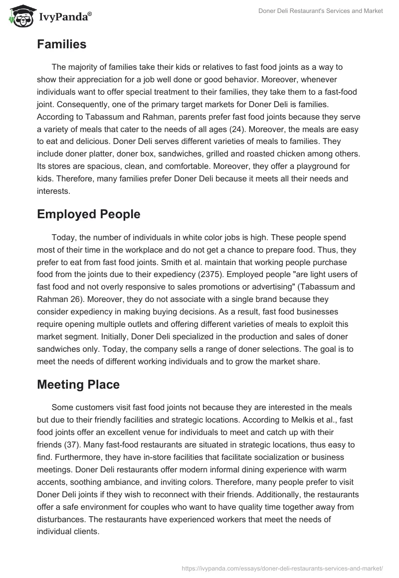 Doner Deli Restaurant's Services and Market. Page 4