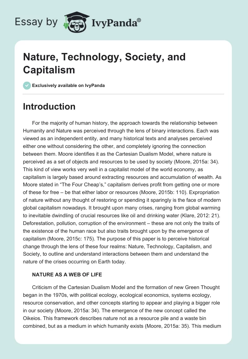 Nature, Technology, Society, and Capitalism. Page 1