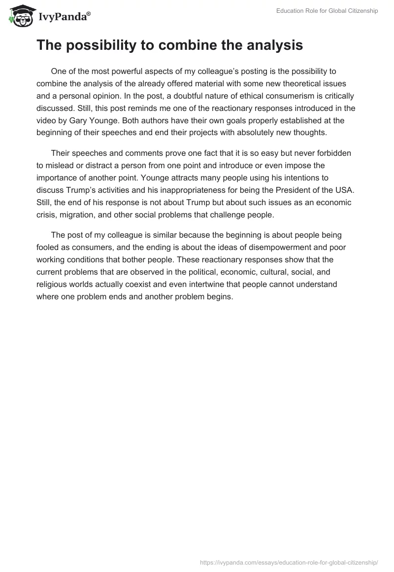 Education Role for Global Citizenship. Page 2