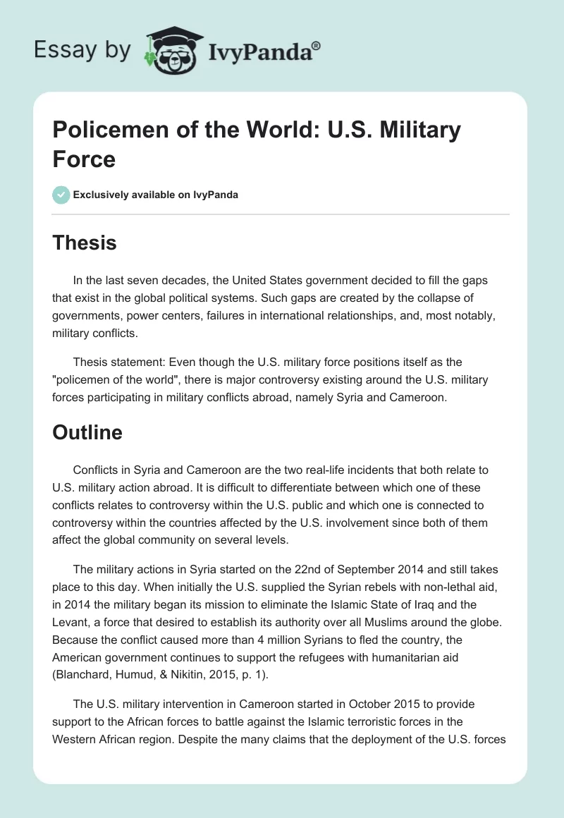 Policemen of the World: U.S. Military Force. Page 1