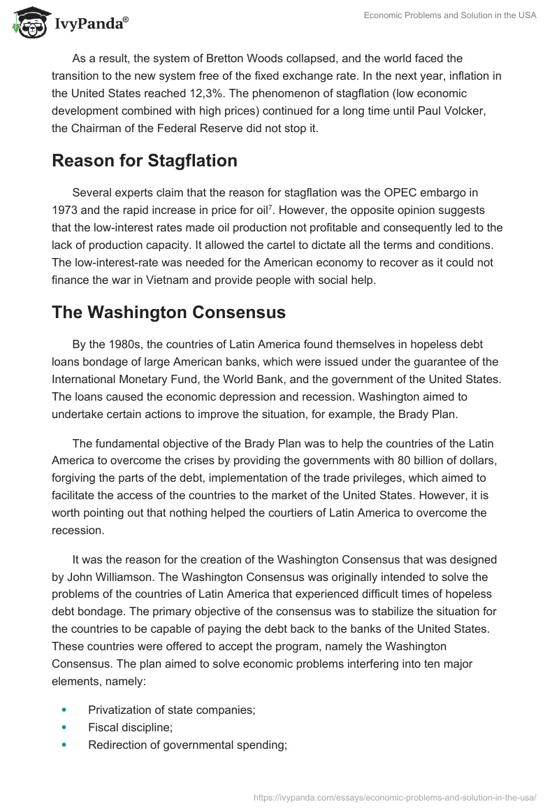 Economic Problems and Solution in the USA. Page 5