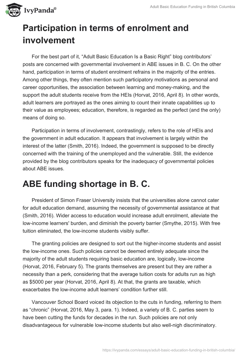 Adult Basic Education Funding in British Columbia. Page 2