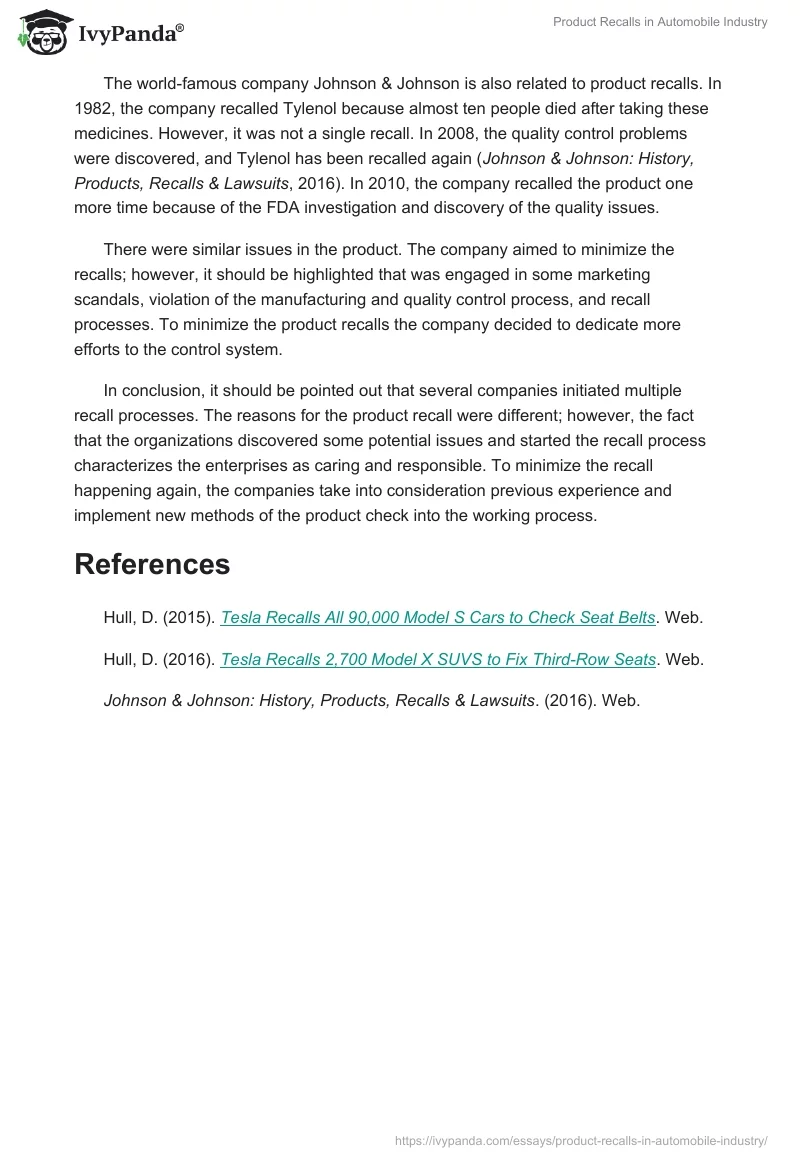 Product Recalls in Automobile Industry. Page 2