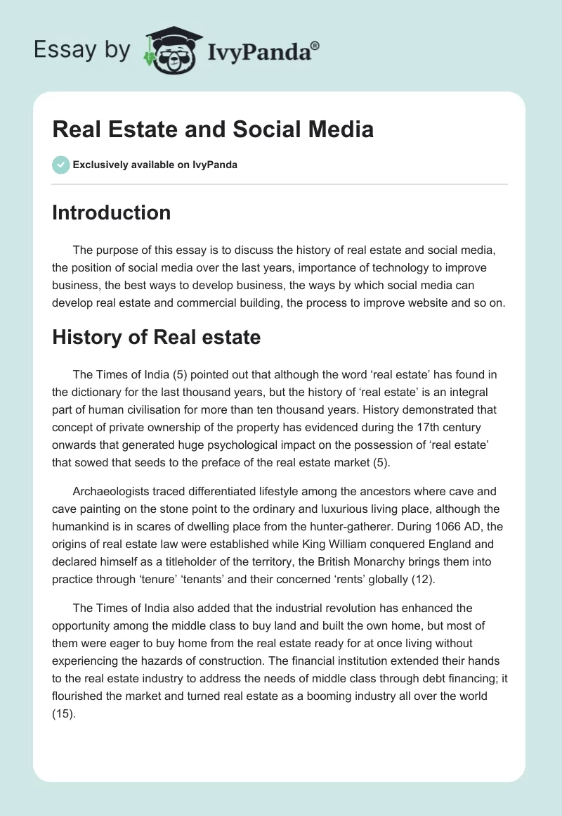 Real Estate and Social Media. Page 1