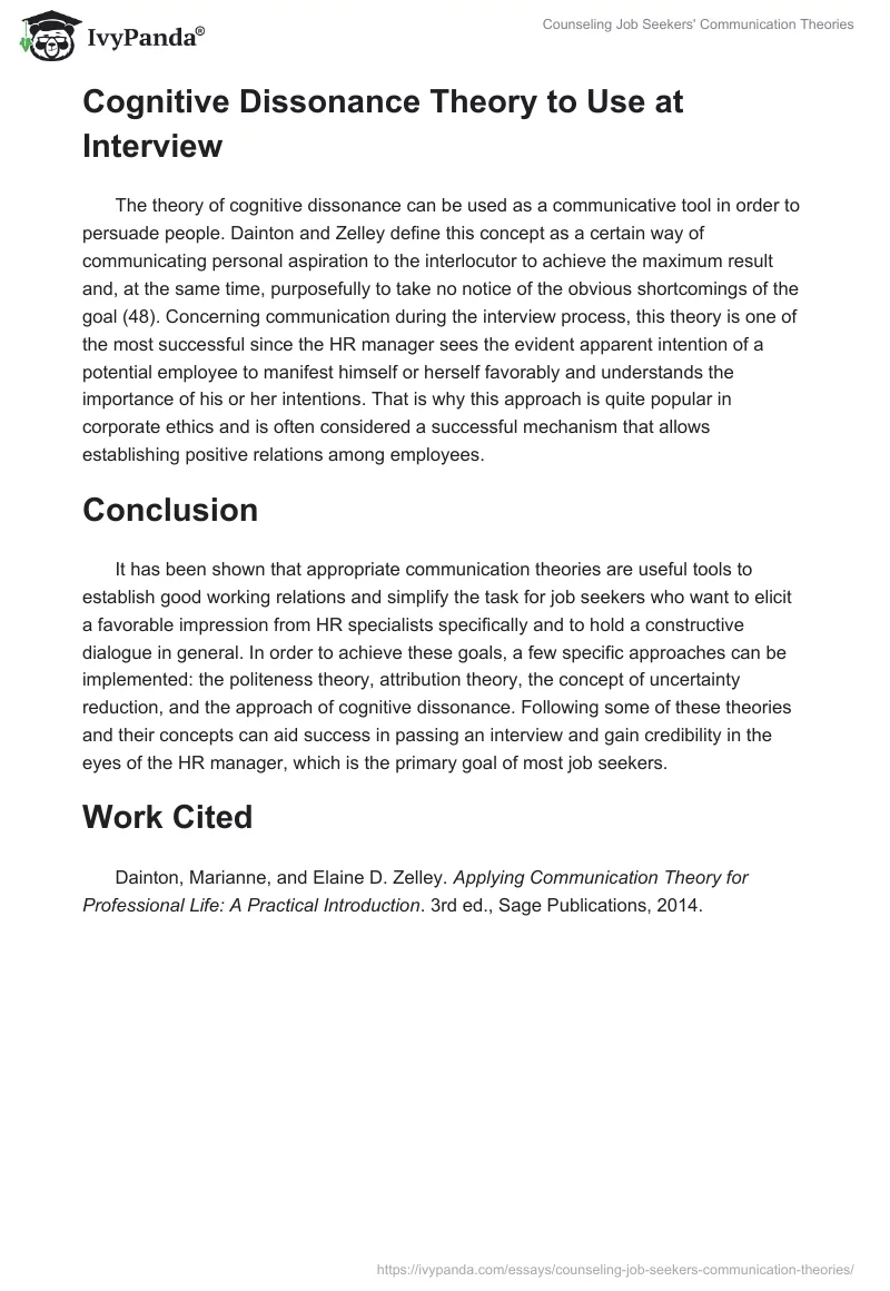 Counseling Job Seekers' Communication Theories. Page 4