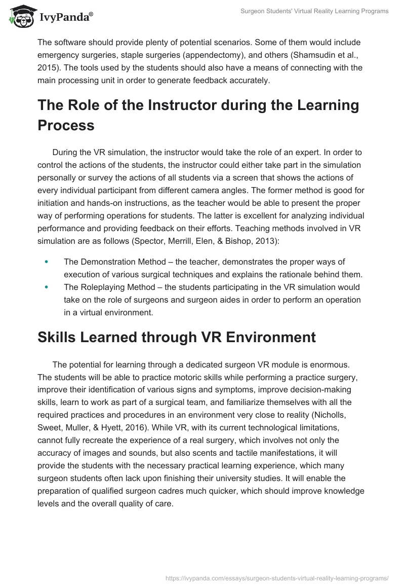 Surgeon Students' Virtual Reality Learning Programs. Page 3