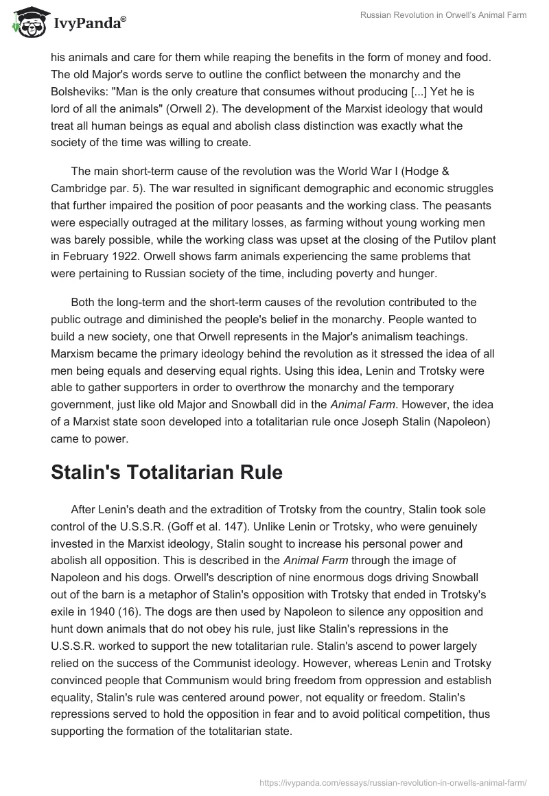 Russian Revolution in Orwell’s "Animal Farm". Page 2